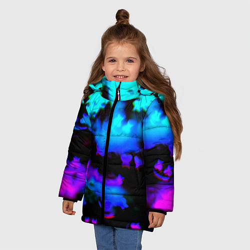 Зимняя куртка для девочки Marshmello neon space / 3D-Черный – фото 3