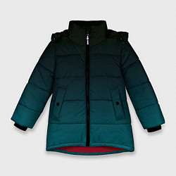 Куртка зимняя для девочки Чёрно голубой бирюзовый градиент, цвет: 3D-красный