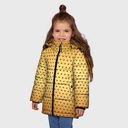 Куртка зимняя для девочки Красные сердечки на золотом фоне, цвет: 3D-светло-серый — фото 2