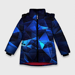 Зимняя куртка для девочки Синие мелкие осколки калейдоскоп