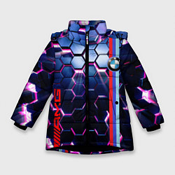 Куртка зимняя для девочки Неоновый BMW, цвет: 3D-черный