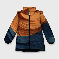 Зимняя куртка для девочки Оранжевая и синяя абстракция