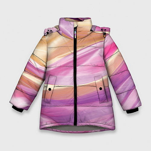 Зимняя куртка для девочки Нежный розовый и желтый / 3D-Светло-серый – фото 1