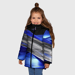 Куртка зимняя для девочки Серебряная вставка на синей абстракции, цвет: 3D-красный — фото 2