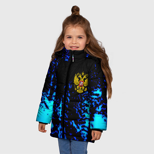 Зимняя куртка для девочки Герб краски текстура / 3D-Черный – фото 3
