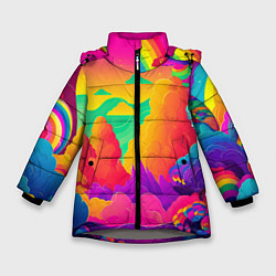 Зимняя куртка для девочки Яркие краски перетекают в радугу