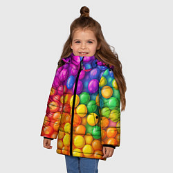 Куртка зимняя для девочки Разноцветные шарики, цвет: 3D-красный — фото 2