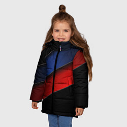 Куртка зимняя для девочки Синие и красные полосы, цвет: 3D-черный — фото 2