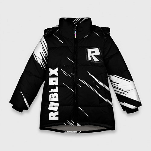 Зимняя куртка для девочки Roblox текстура краски / 3D-Светло-серый – фото 1