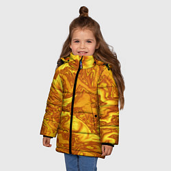Куртка зимняя для девочки Абстракция жидкое золото, цвет: 3D-черный — фото 2