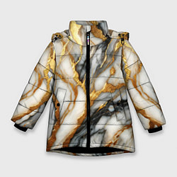 Куртка зимняя для девочки Мрамор - текстура, цвет: 3D-черный
