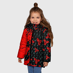 Куртка зимняя для девочки Destiny краски надписи текстура, цвет: 3D-черный — фото 2