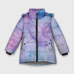 Куртка зимняя для девочки Цветной узор из перьев, цвет: 3D-светло-серый