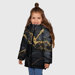 Куртка зимняя для девочки Золотой путь на черном граните, цвет: 3D-красный — фото 2