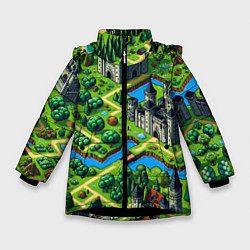 Куртка зимняя для девочки Heroes of Might and Magic - pixel map, цвет: 3D-черный