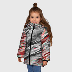 Куртка зимняя для девочки Серые узоры, цвет: 3D-светло-серый — фото 2