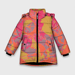 Куртка зимняя для девочки Цветной яркий камуфляж, цвет: 3D-черный