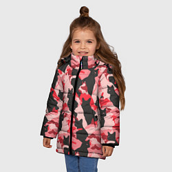 Куртка зимняя для девочки Розовый камуфляж из котов, цвет: 3D-черный — фото 2
