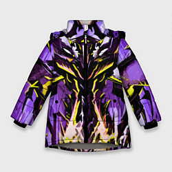 Зимняя куртка для девочки Чёрно-жёлтая агрессивная абстракция на фиолетовом