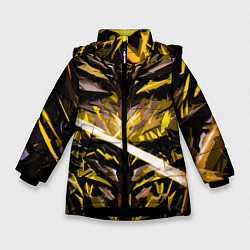Куртка зимняя для девочки Жёлтый камень на чёрном фоне, цвет: 3D-черный