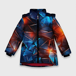 Зимняя куртка для девочки Синие и красные осколки стекла