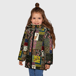 Куртка зимняя для девочки Пэчворк лесной, цвет: 3D-светло-серый — фото 2