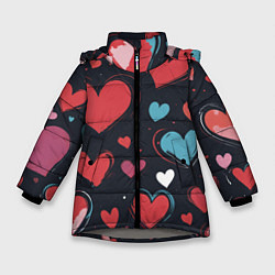 Зимняя куртка для девочки Сердечный паттерн