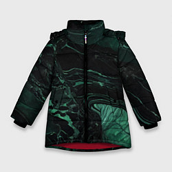 Куртка зимняя для девочки Черно-зеленый мрамор, цвет: 3D-красный