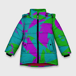 Зимняя куртка для девочки Бирюзово-зелёная абстракция