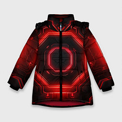 Куртка зимняя для девочки Nvidia style black and red neon, цвет: 3D-красный