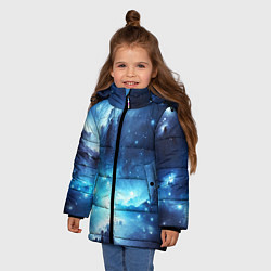 Куртка зимняя для девочки Космический голубой пейзаж, цвет: 3D-светло-серый — фото 2