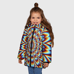 Куртка зимняя для девочки Оптическая иллюзия в виде цветка, цвет: 3D-светло-серый — фото 2