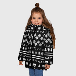 Куртка зимняя для девочки Ведьмак текстура гейм, цвет: 3D-черный — фото 2
