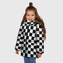 Куртка зимняя для девочки Шахматный паттерн доска, цвет: 3D-красный — фото 2