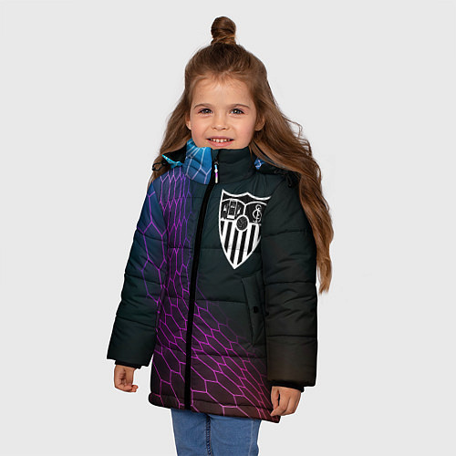 Зимняя куртка для девочки Sevilla футбольная сетка / 3D-Черный – фото 3