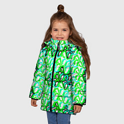 Куртка зимняя для девочки Зелёный узор и бело-чёрная обводка, цвет: 3D-черный — фото 2