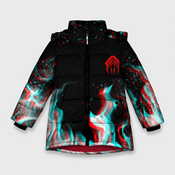 Куртка зимняя для девочки Warframe огонь глитч, цвет: 3D-красный