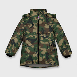 Куртка зимняя для девочки Классический лесной камуфляж, цвет: 3D-светло-серый