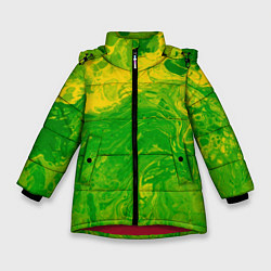 Куртка зимняя для девочки Зеленые подтеки, цвет: 3D-красный