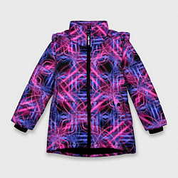 Зимняя куртка для девочки Розово-фиолетовые светящиеся переплетения
