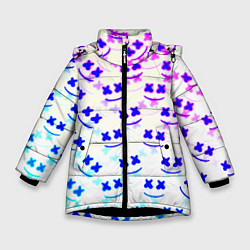 Куртка зимняя для девочки Marshmello pattern neon, цвет: 3D-черный