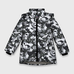 Зимняя куртка для девочки Серый пиксельный камуфляж