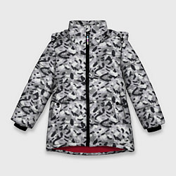 Куртка зимняя для девочки Пикселированный городской серый камуфляж, цвет: 3D-красный