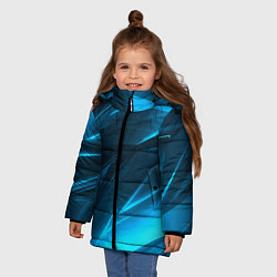 Куртка зимняя для девочки Geometry stripes neon color, цвет: 3D-светло-серый — фото 2