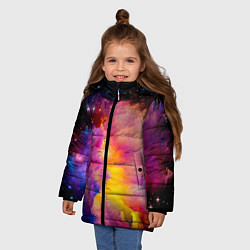 Куртка зимняя для девочки Космическое пространство, цвет: 3D-черный — фото 2