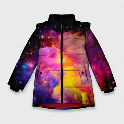 Куртка зимняя для девочки Космическое пространство, цвет: 3D-красный