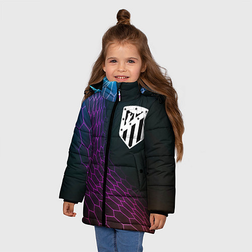 Зимняя куртка для девочки Atletico Madrid футбольная сетка / 3D-Черный – фото 3