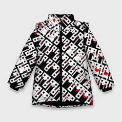 Зимняя куртка для девочки Абстрактный узор на чёрном фоне