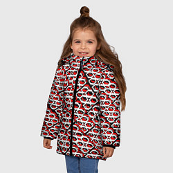 Куртка зимняя для девочки Красно-белый узор на чёрном фоне, цвет: 3D-черный — фото 2