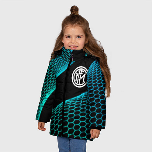 Зимняя куртка для девочки Inter football net / 3D-Черный – фото 3